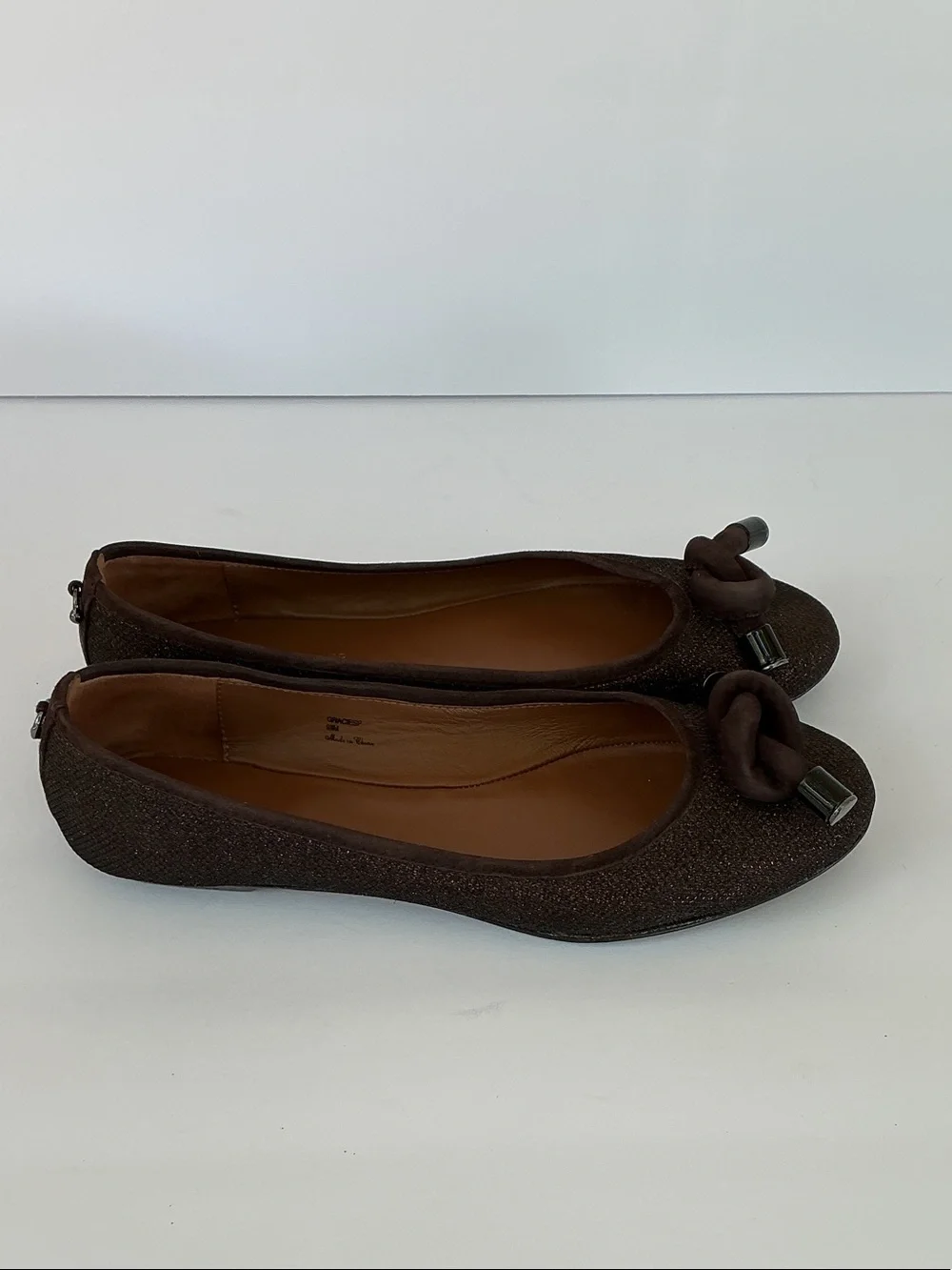 Donald J. Pliner Dark Brown Knot Toe Ballet Flats